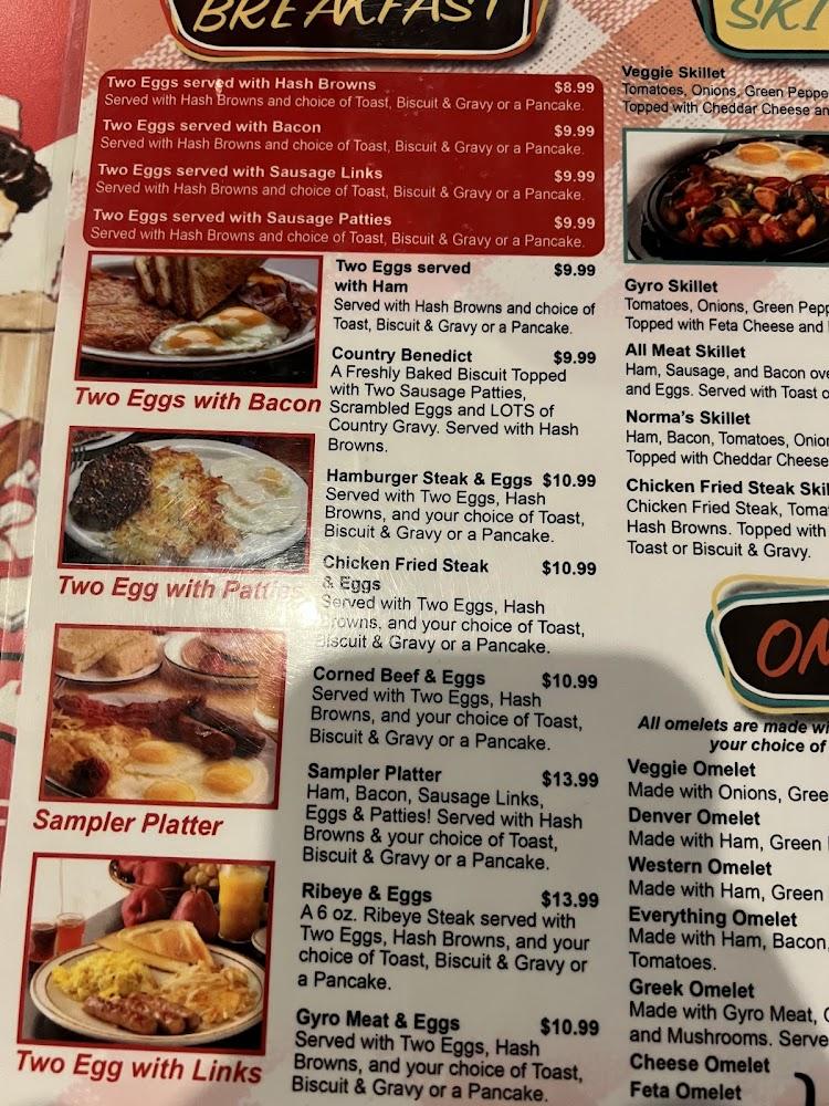 Norma's Diner Menu image 1